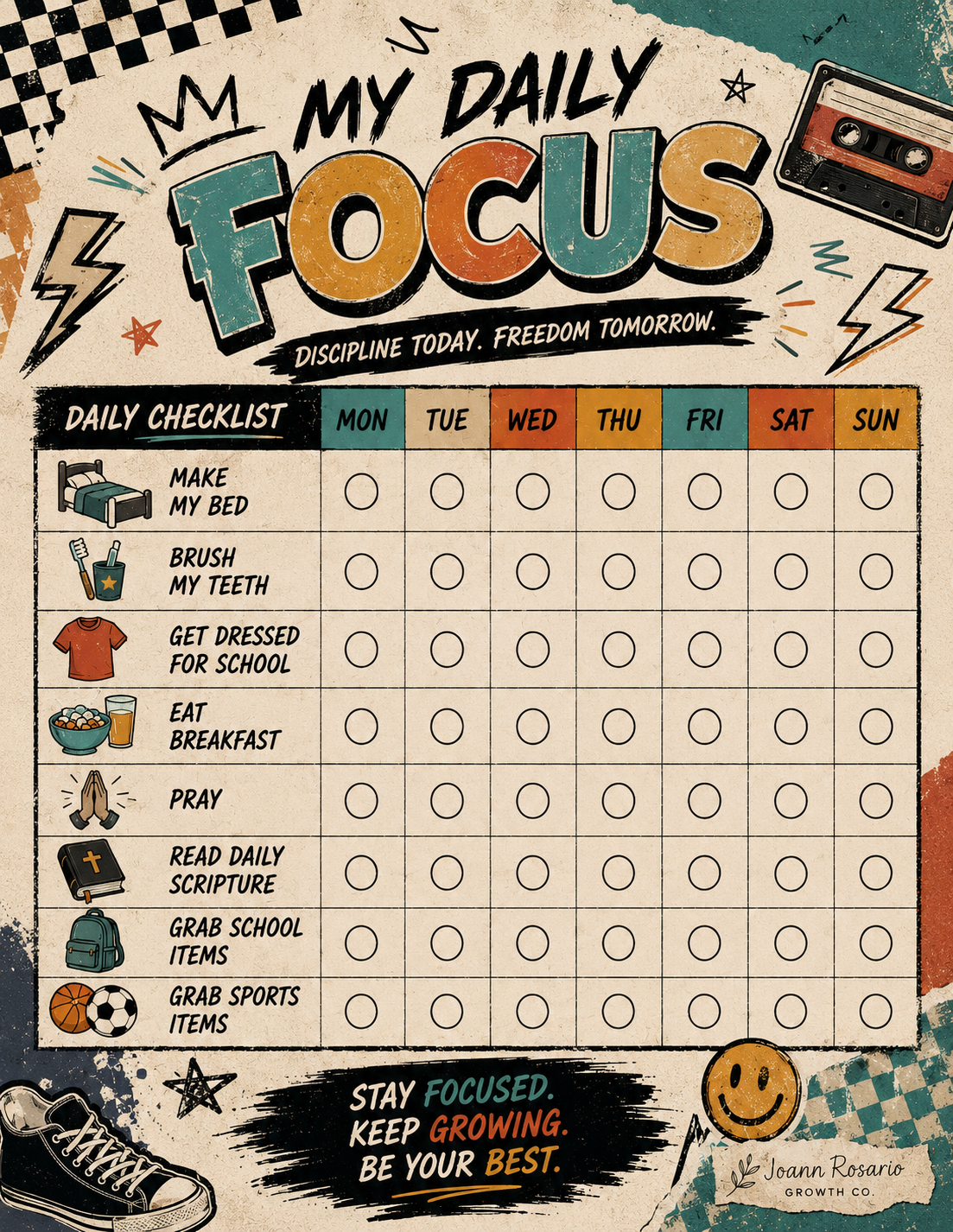 Kids Chore Chart | Printable Weekly Responsibility Tracker